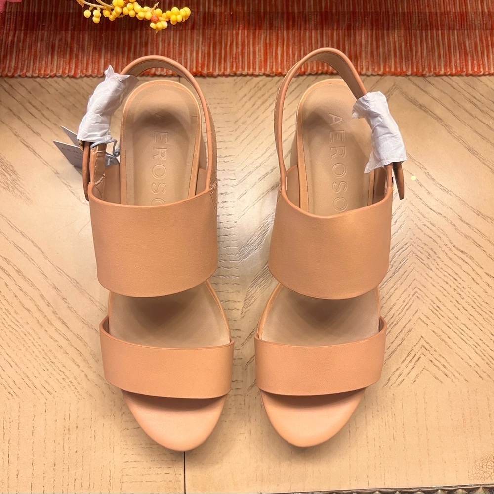 NWT NIB Aerosoles Camera Comfortable Women’s Platform Sandal in Nude Leather 9.5 - Picture 8 of 16